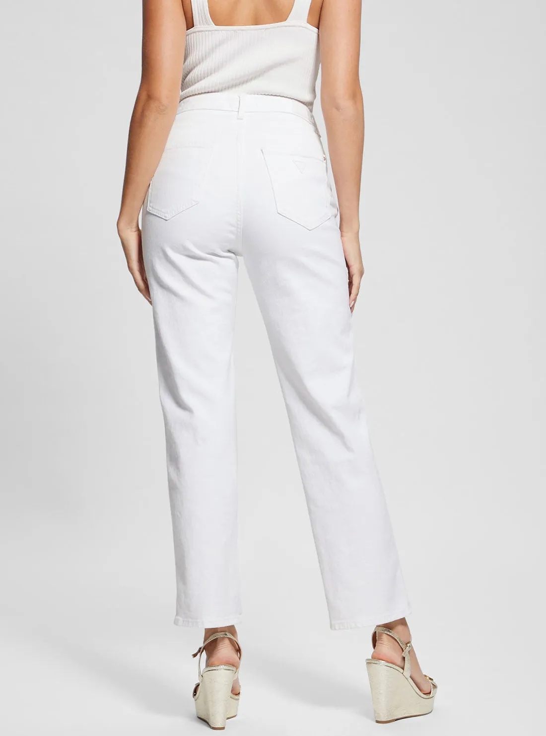 High-Rise Straight Leg Relaxed Jeans in White Wash