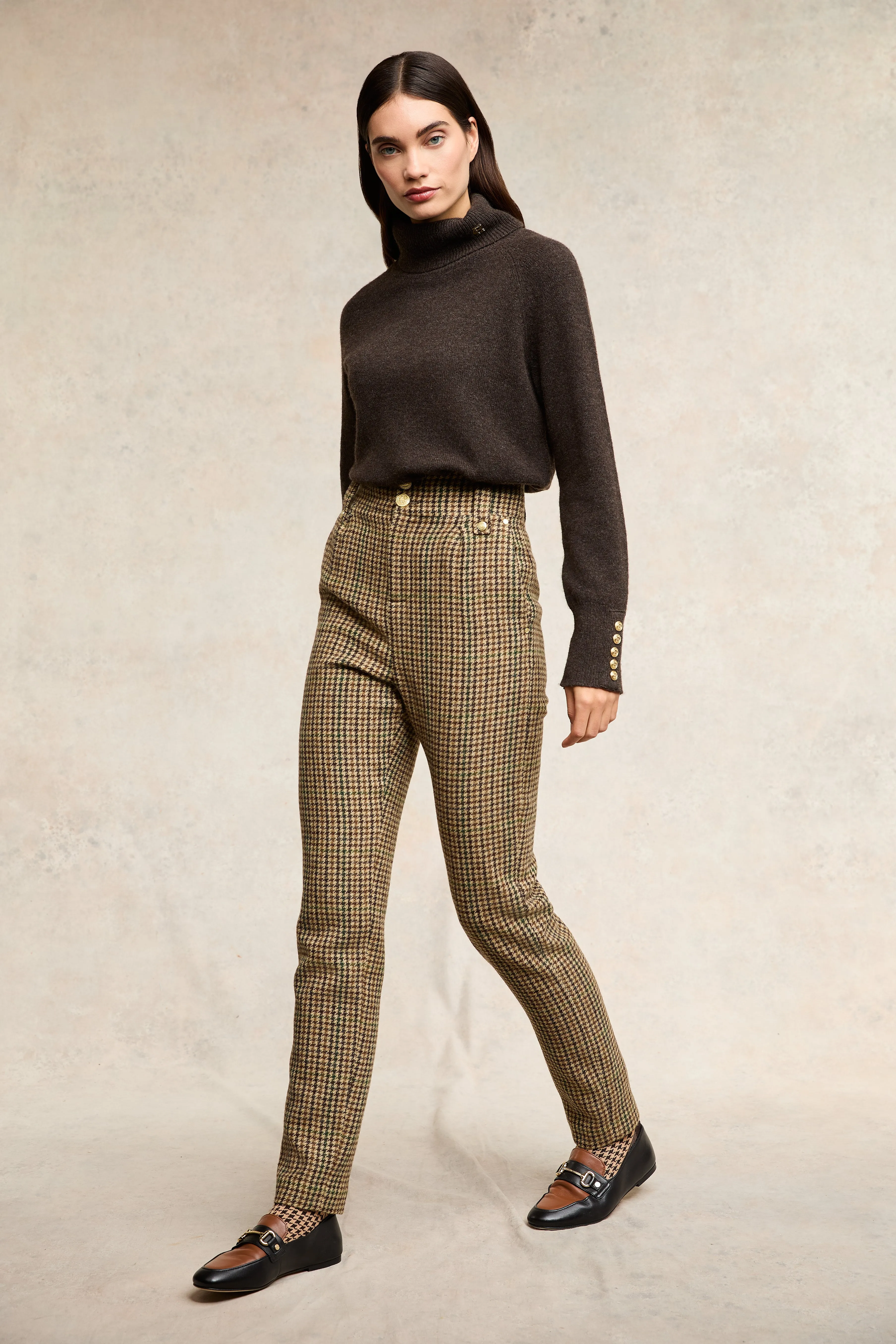 High Waisted Peg Trouser (Hailes Green Tweed)