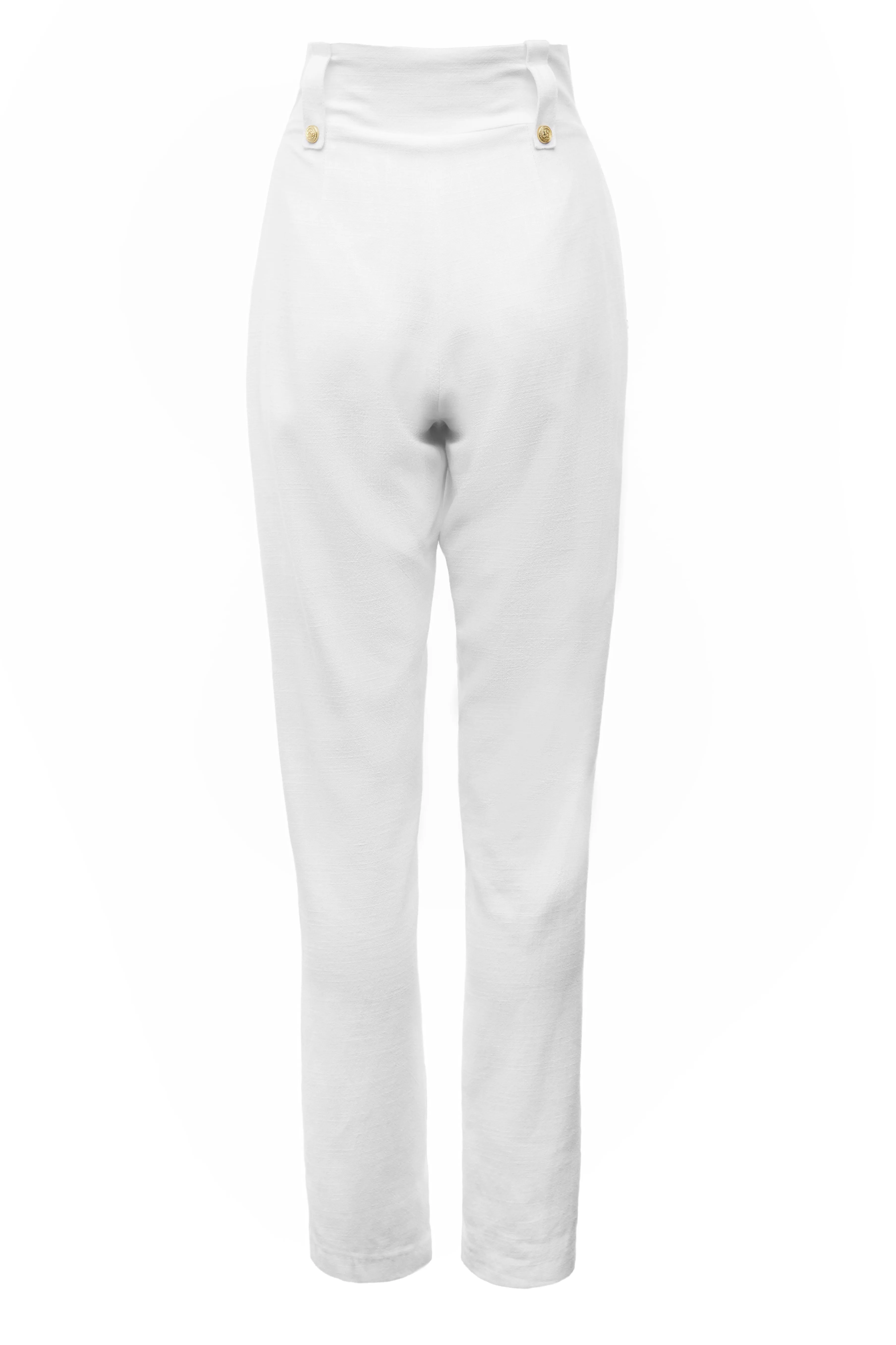 High Waisted Peg Trouser (Oyster Linen)