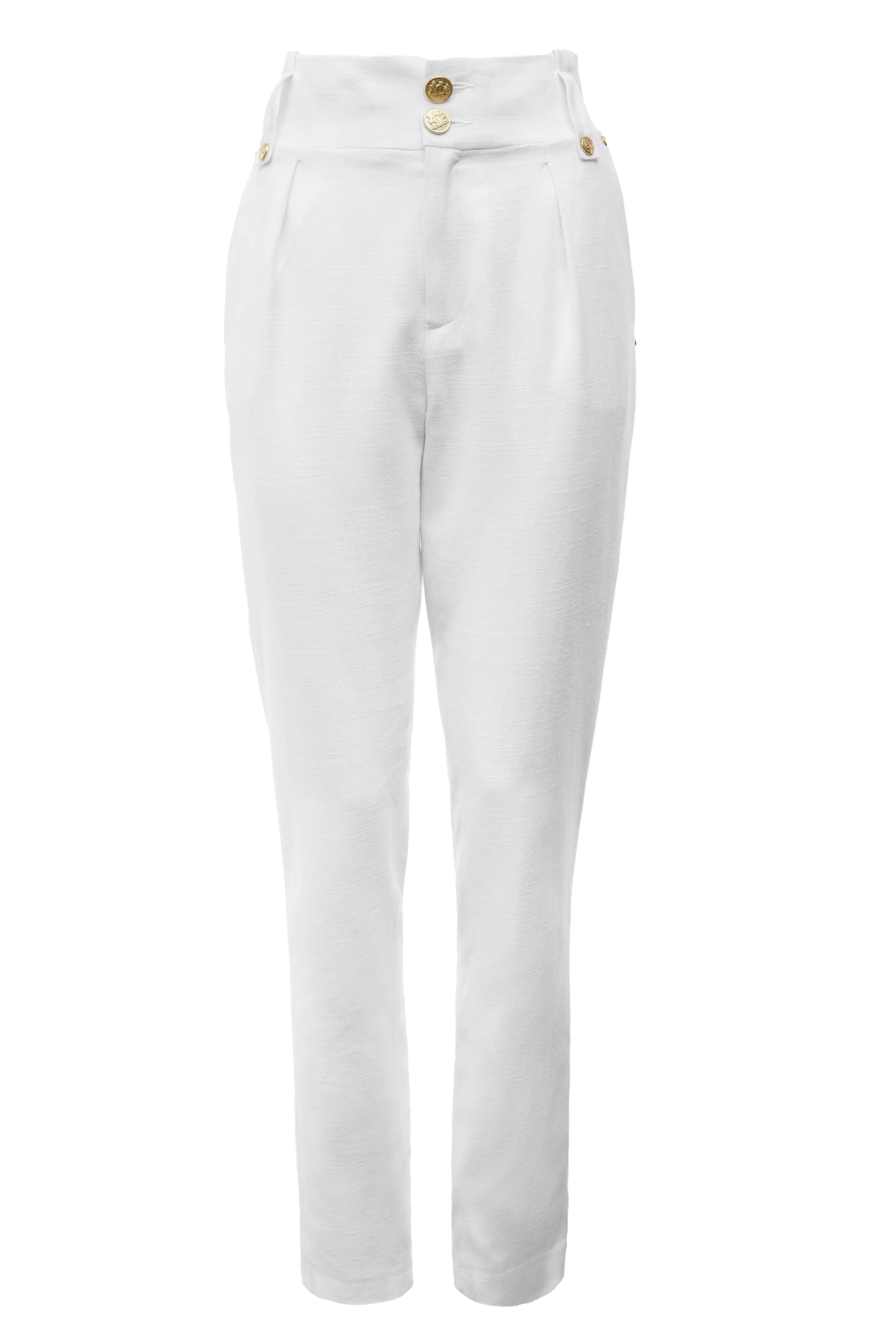 High Waisted Peg Trouser (Oyster Linen)