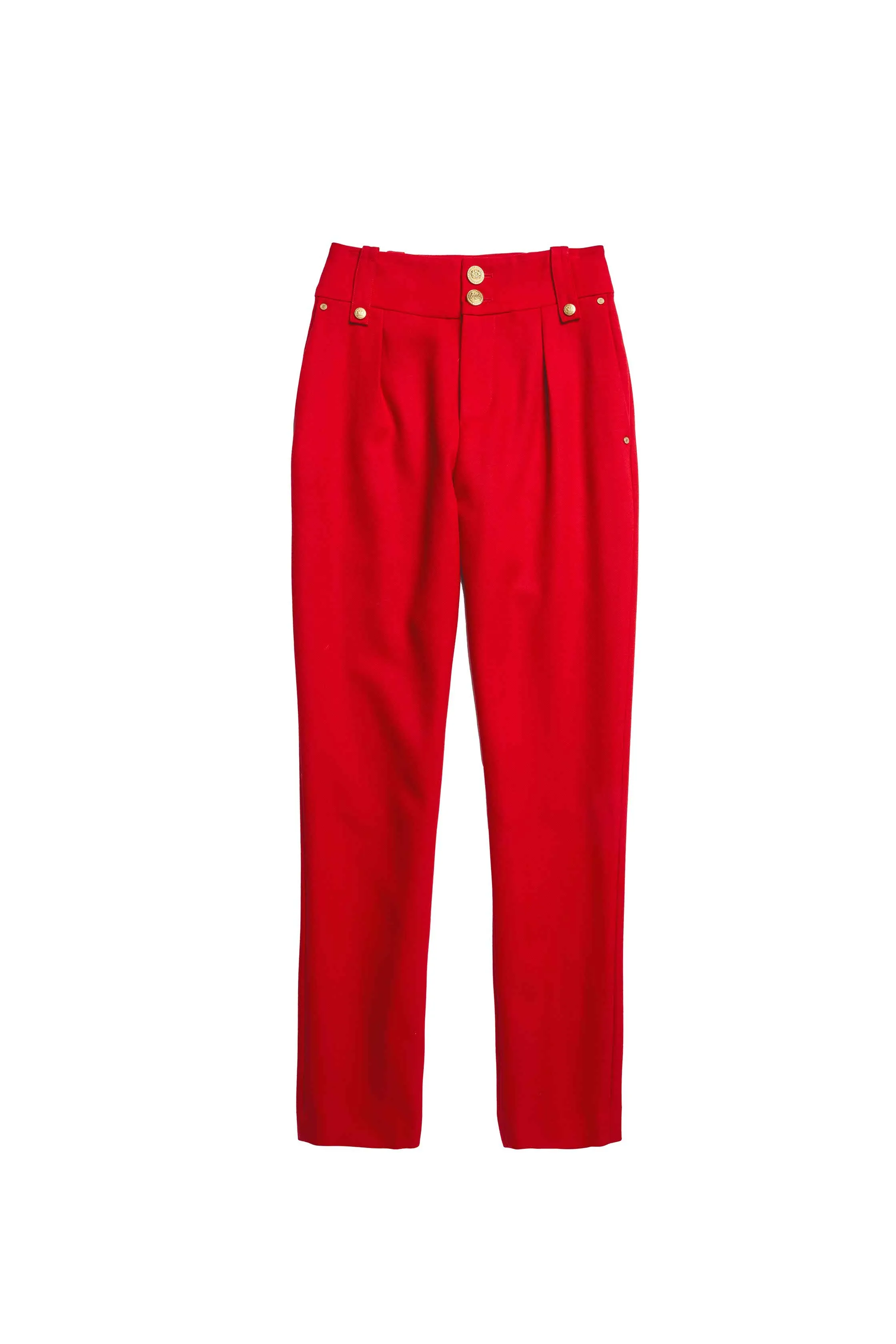 High Waisted Peg Trouser (Red Barathea)