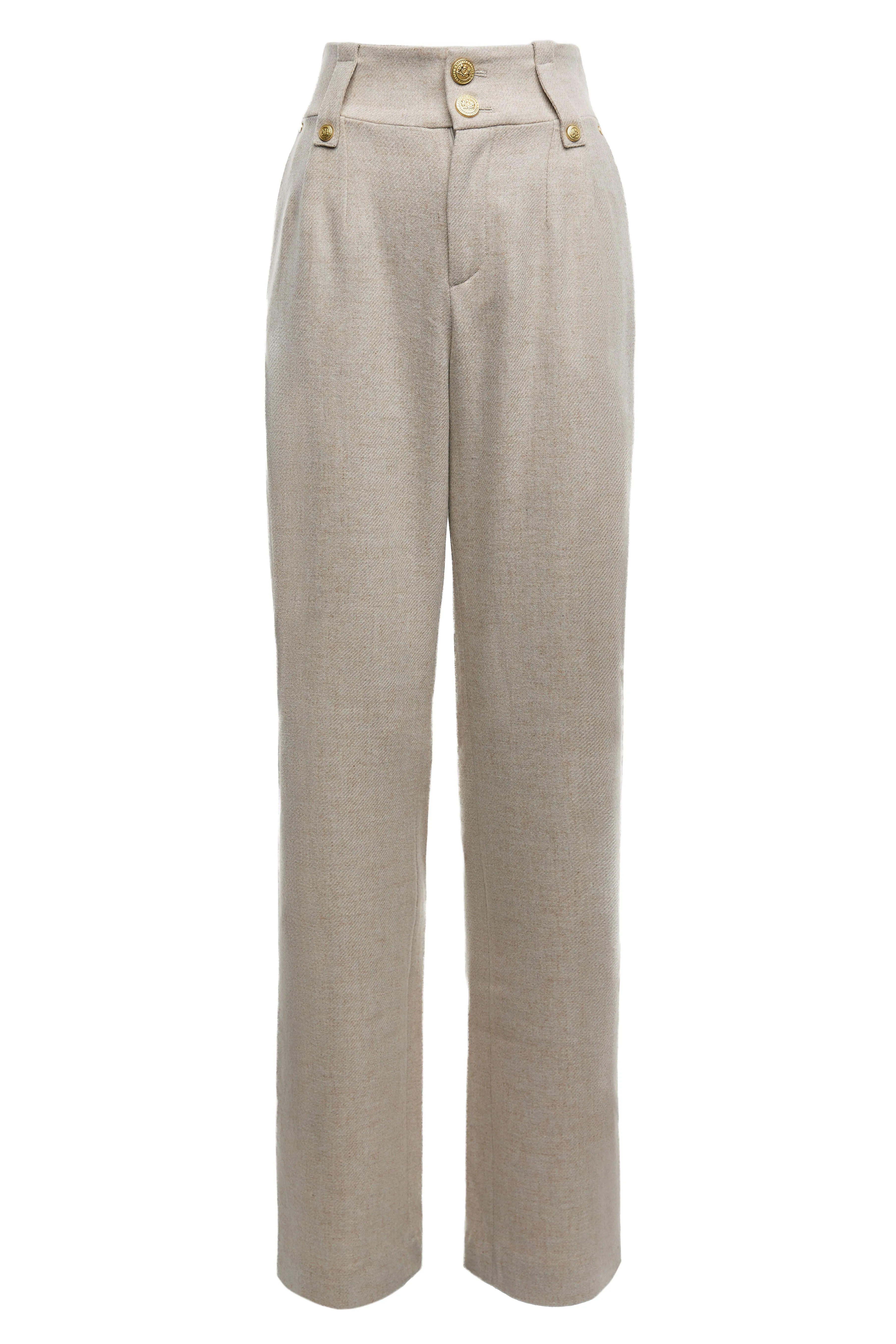 High Waisted Straight Trouser (Oatmeal)