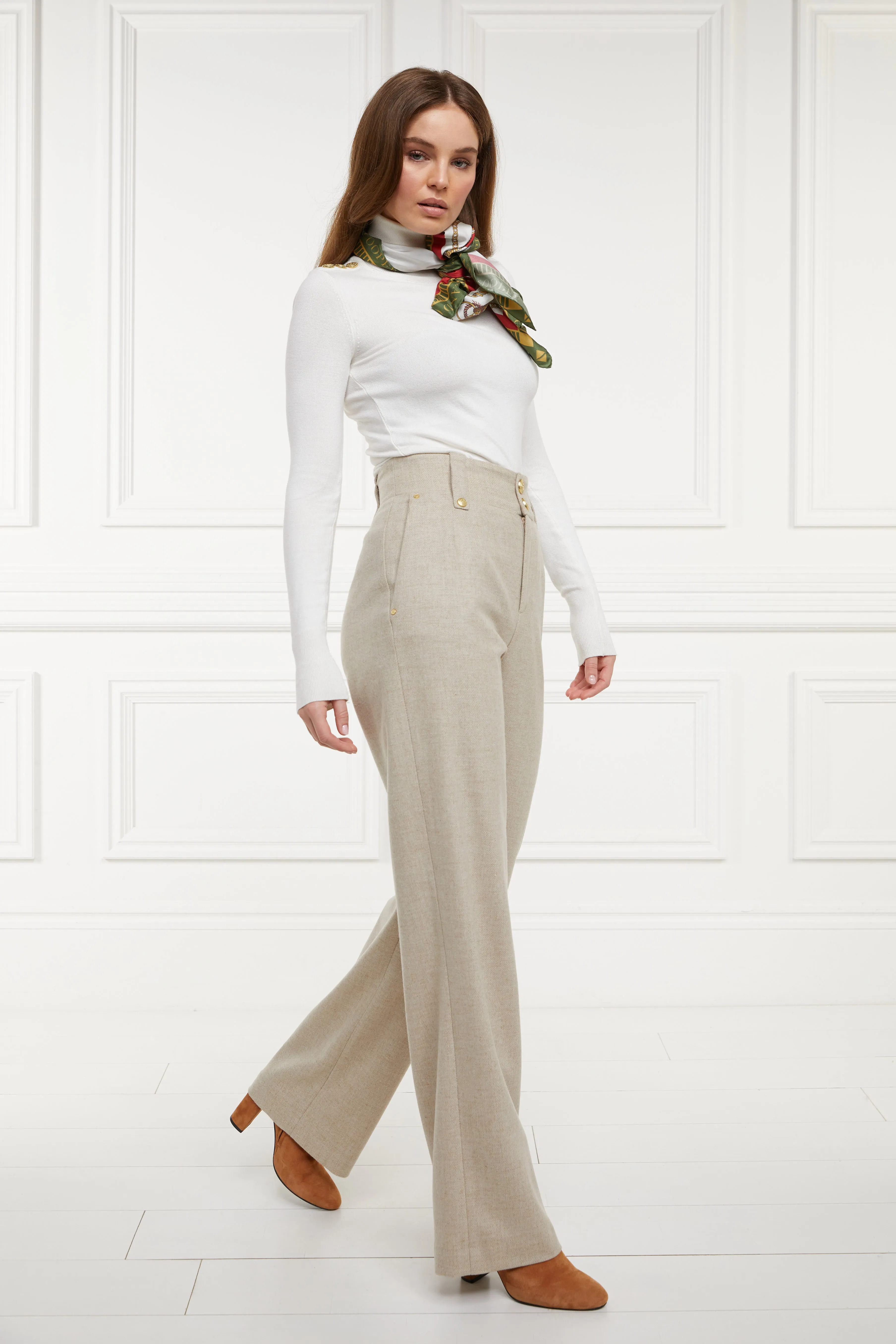 High Waisted Straight Trouser (Oatmeal)