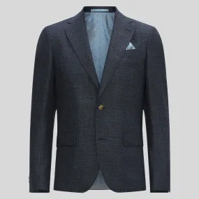 Hopsack Italian Wool Blazer - Navy