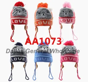 Kids Bear Toboggan Beanie Hats Wholesale