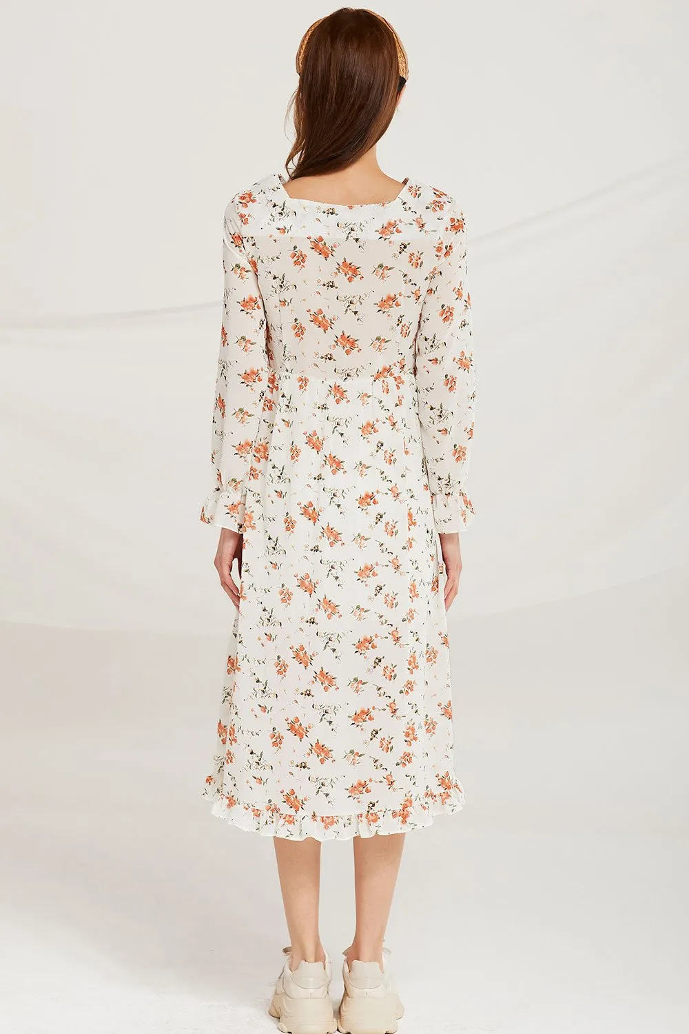 Lina Square Neck Floral Smock Dress