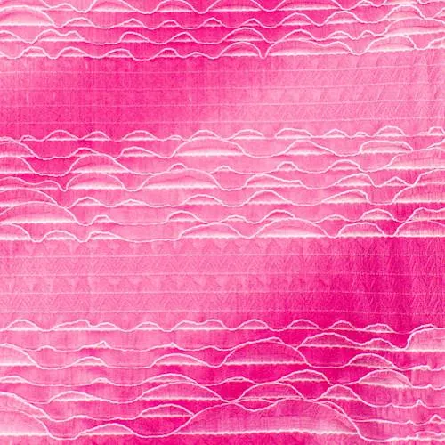 Magenta Pink Stripe Ruche Ruffle Knit Fabric