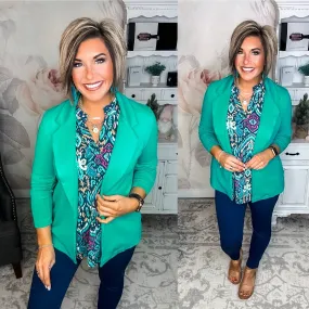 Magic 3/4 Sleeve Blazer - Kelly Green