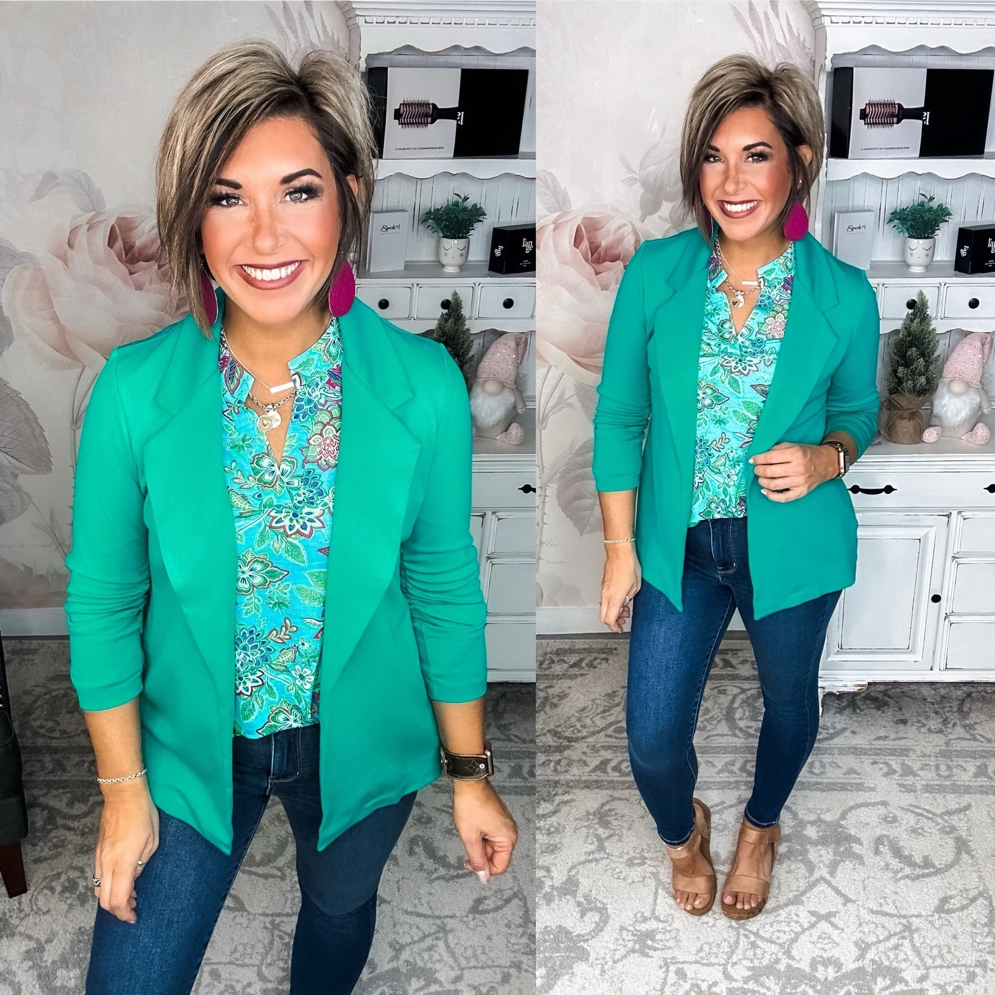 Magic 3/4 Sleeve Blazer - Kelly Green