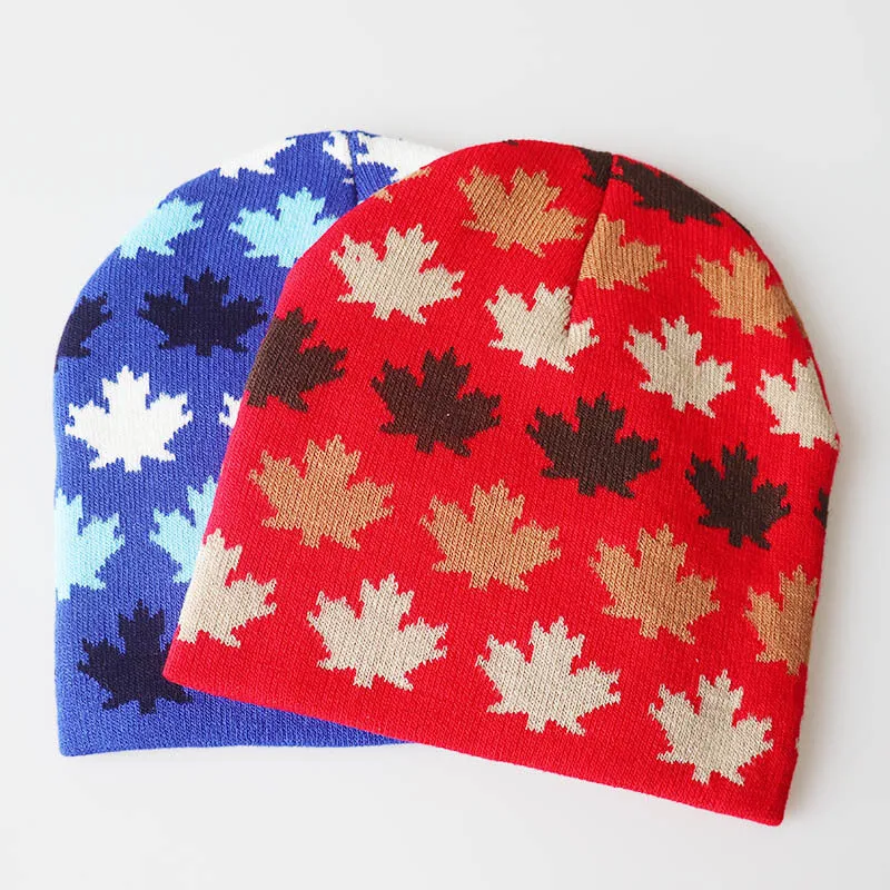 Maple Leaf Knitted Beanies