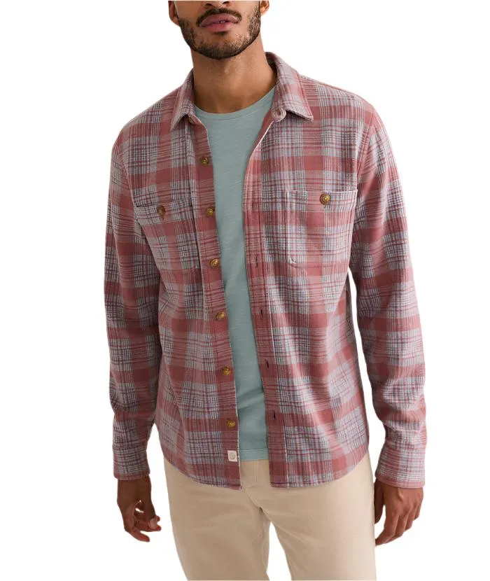 Marine Layer Pacifica Stretch Twill Shirt in Marsala Plaid