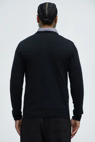 Mens Black Cozy Crewneck Sweater