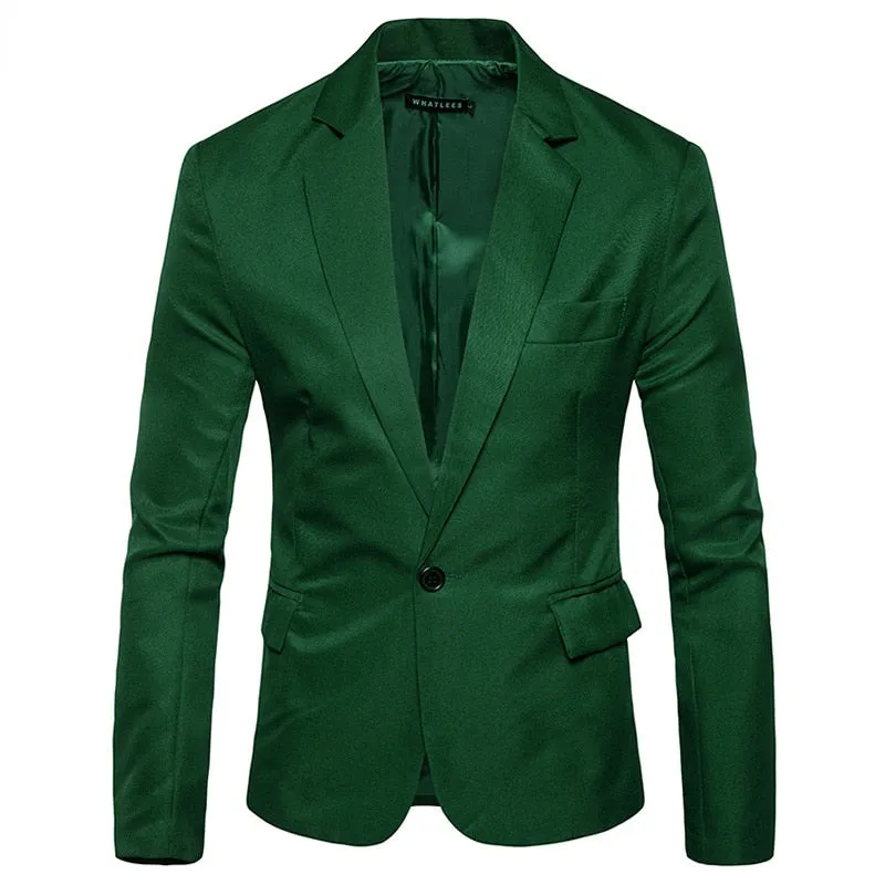 Mens Green One Button Blazer