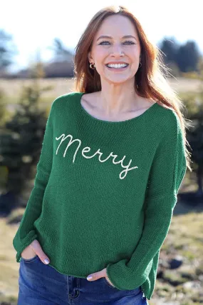 Merry Embroidered Crew Cotton Sweater