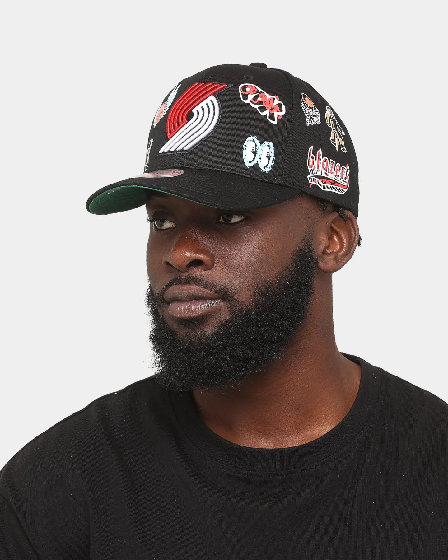 Mitchell & Ness Portland Trail Blazers 'Hand Drawn Doodle' Pro Crown Snapback Black