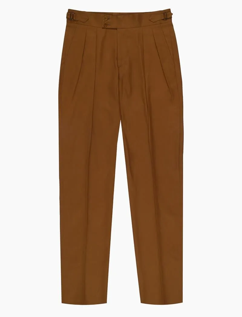 Mustard Cotton High Waisted Trousers