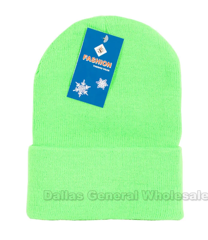 Neon Color Knitted Beanie Hats Wholesale