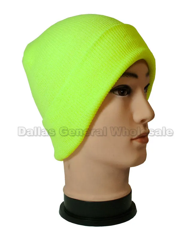 Neon Color Knitted Beanie Hats Wholesale