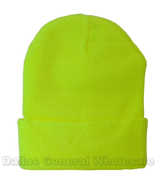 Neon Color Knitted Beanie Hats Wholesale