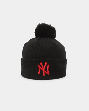 New Era New York Yankees Medium Knit Pom Pom Beanie Black/Scarlet