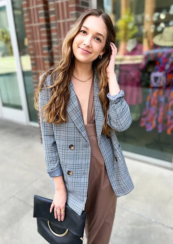 Preptastic Grey Plaid Blazer