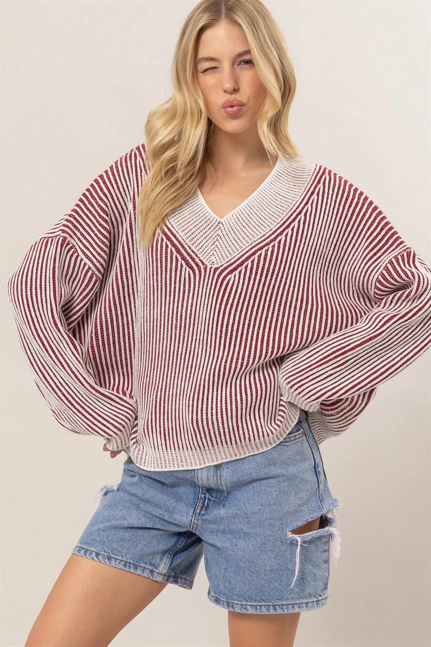 Red Striped Cozy Sweater