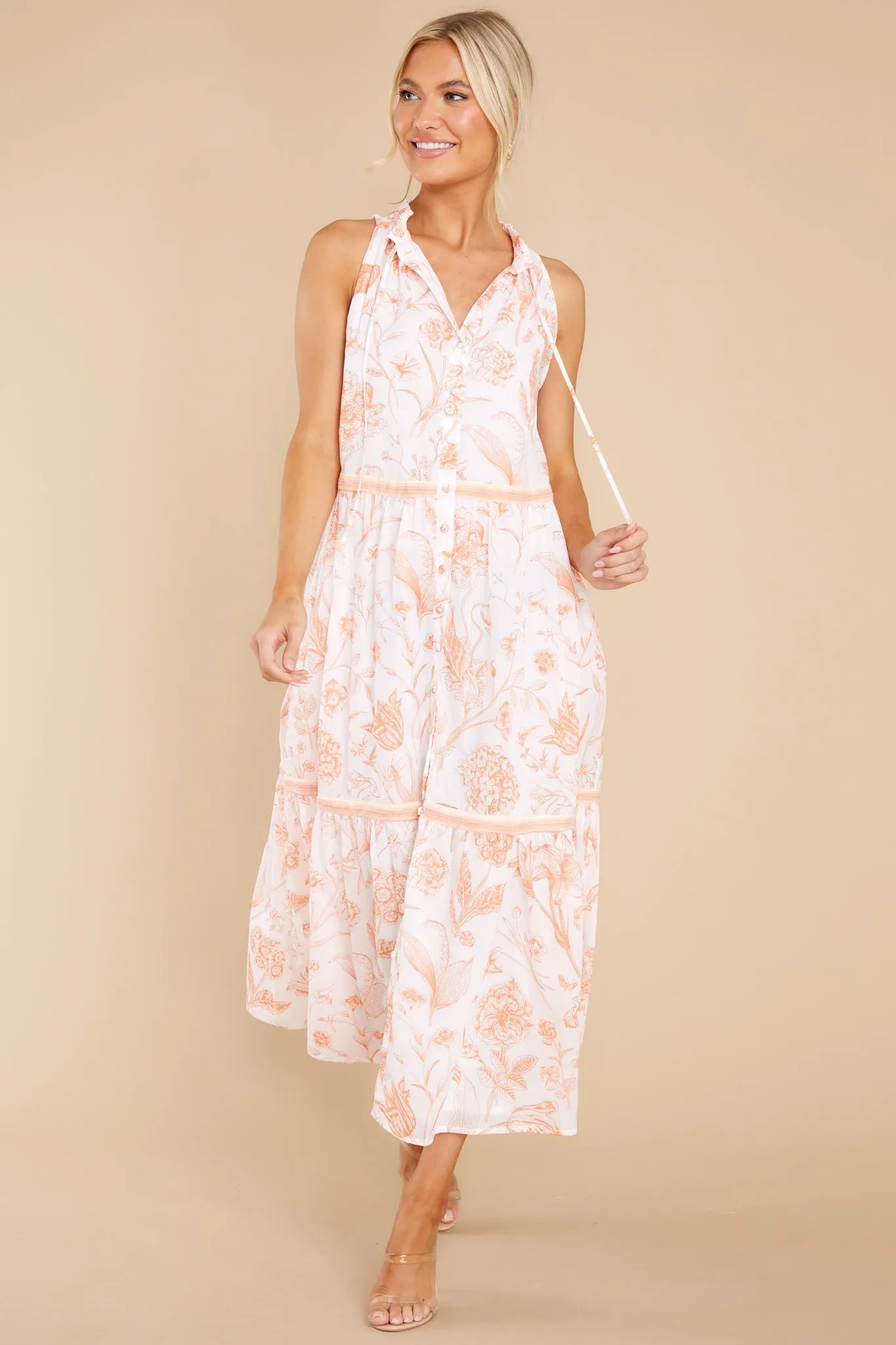 Ro Toile Coral Long Dress