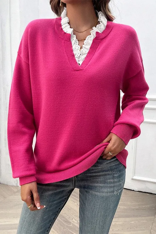 Serene Lace Knit Pullover