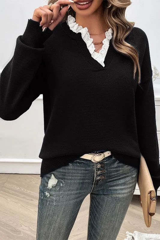 Serene Lace Knit Pullover