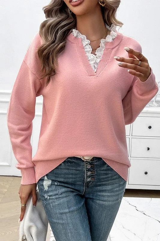 Serene Lace Knit Pullover