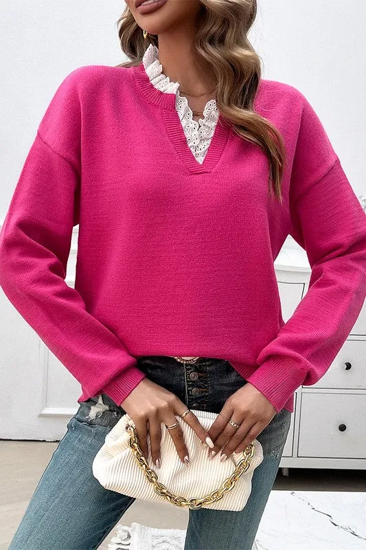 Serene Lace Knit Pullover