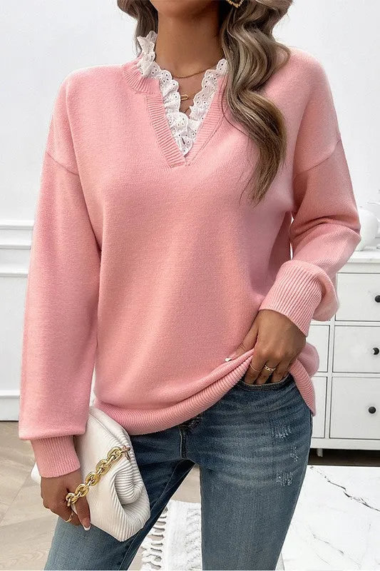 Serene Lace Knit Pullover