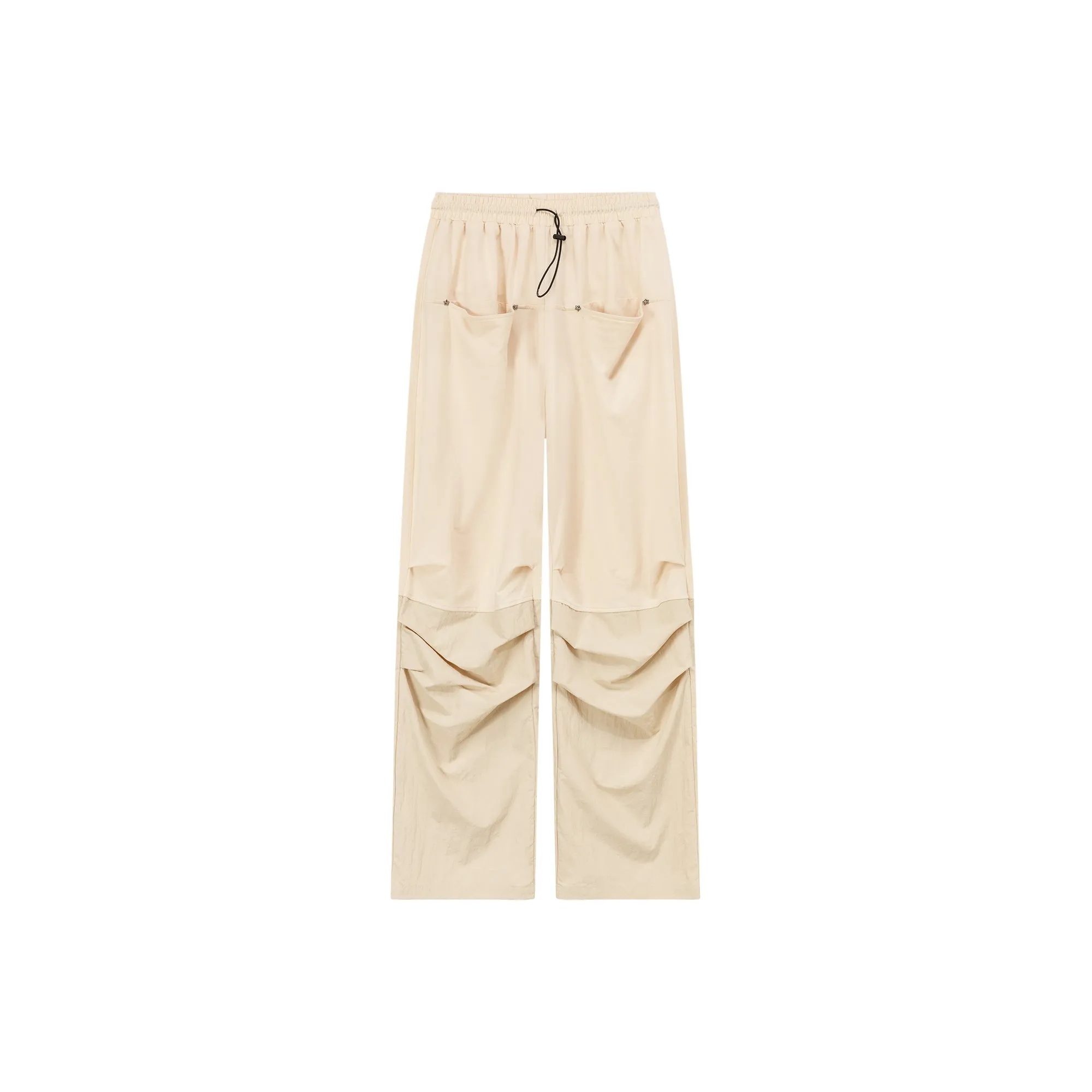 Shirring Drawstring Wide Leg Casual Pants