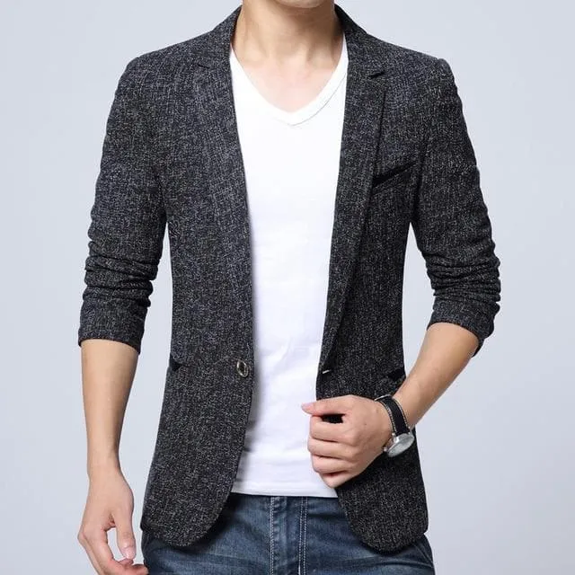 Single Breasted Notched Collar Slim Fit Smart Casual Blazer