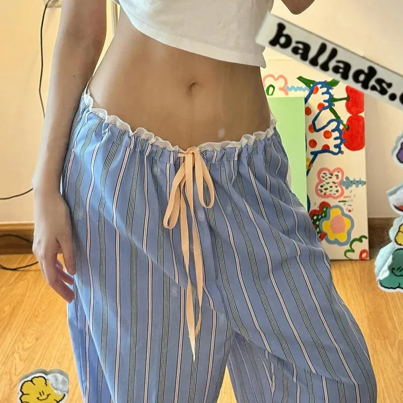 Striped Elegant Drawstring Pants