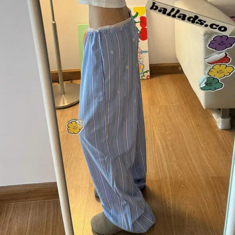 Striped Elegant Drawstring Pants