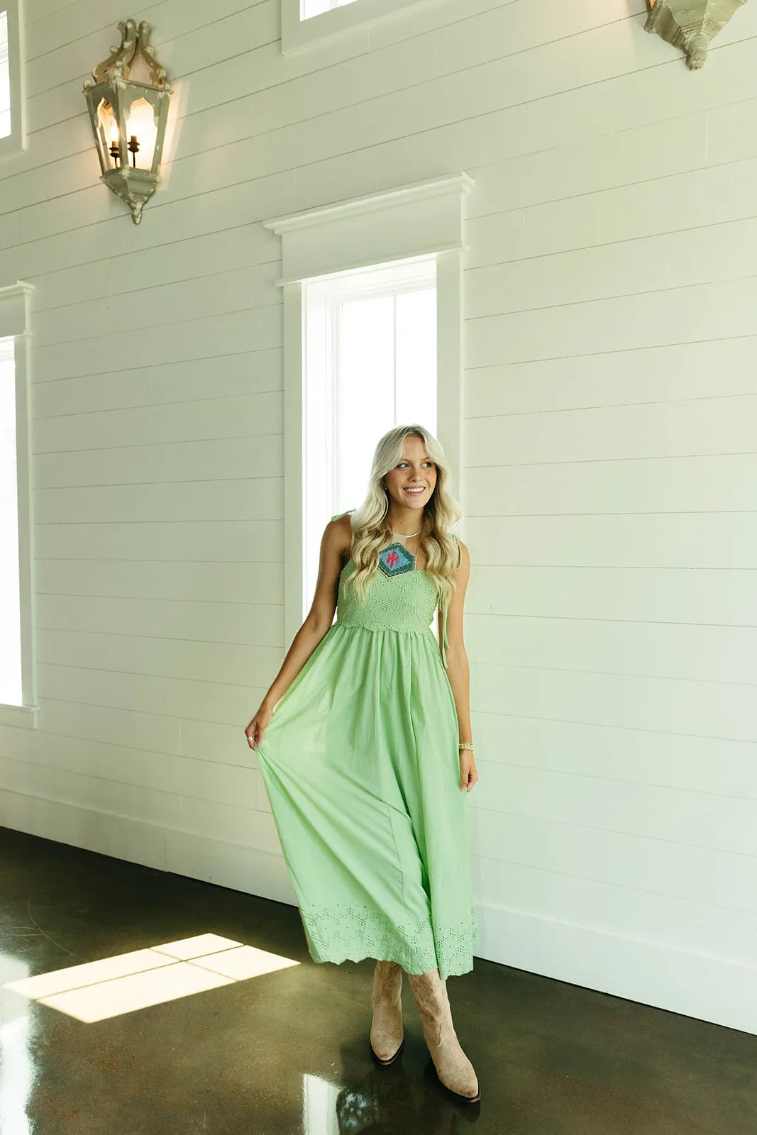 Summer Breeze Midi Dress - Apple Green