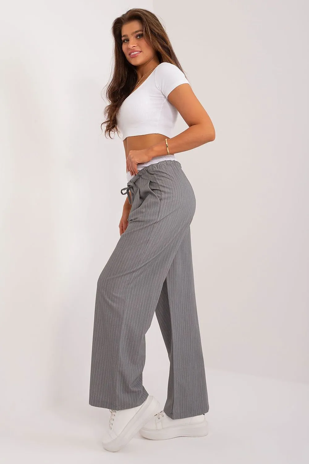 TEEK - Fine Stripe Drawstring Pocketed Trousers