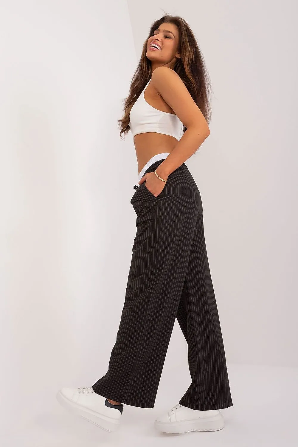 TEEK - Fine Stripe Drawstring Pocketed Trousers