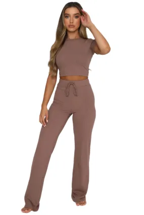 TEEK - Round Neck Short Sleeve Top and Pants Set