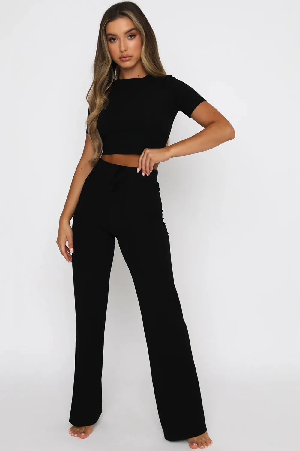 TEEK - Round Neck Short Sleeve Top and Pants Set