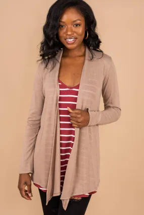 Undeniable Taupe Brown Classic Cardigan