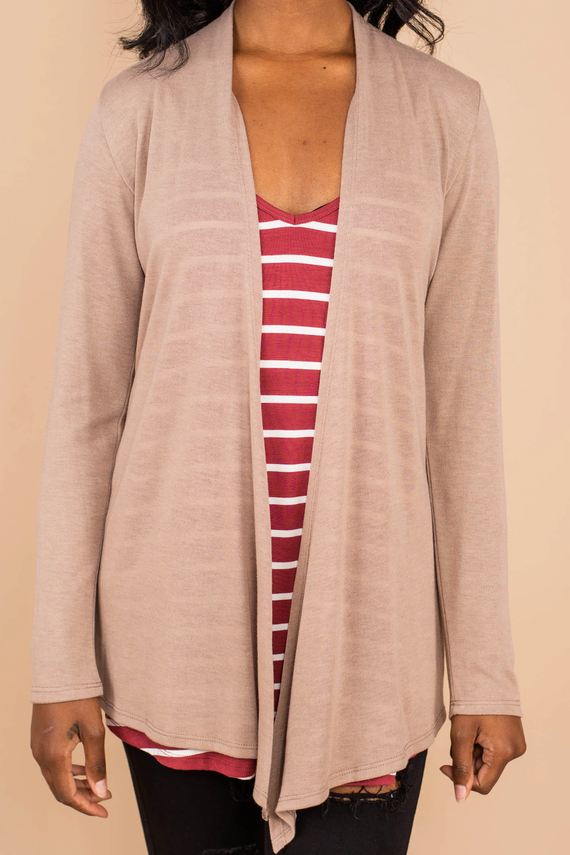 Undeniable Taupe Brown Classic Cardigan