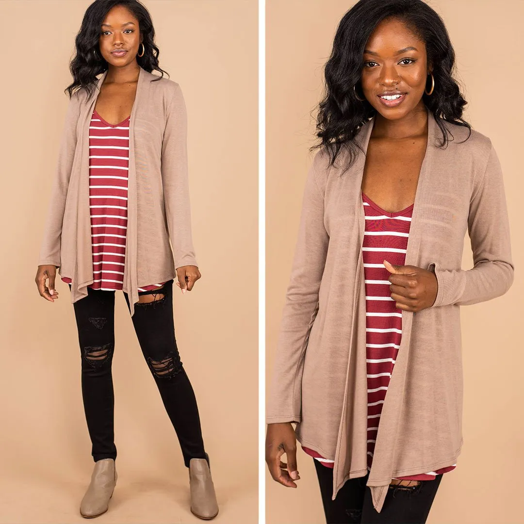 Undeniable Taupe Brown Classic Cardigan