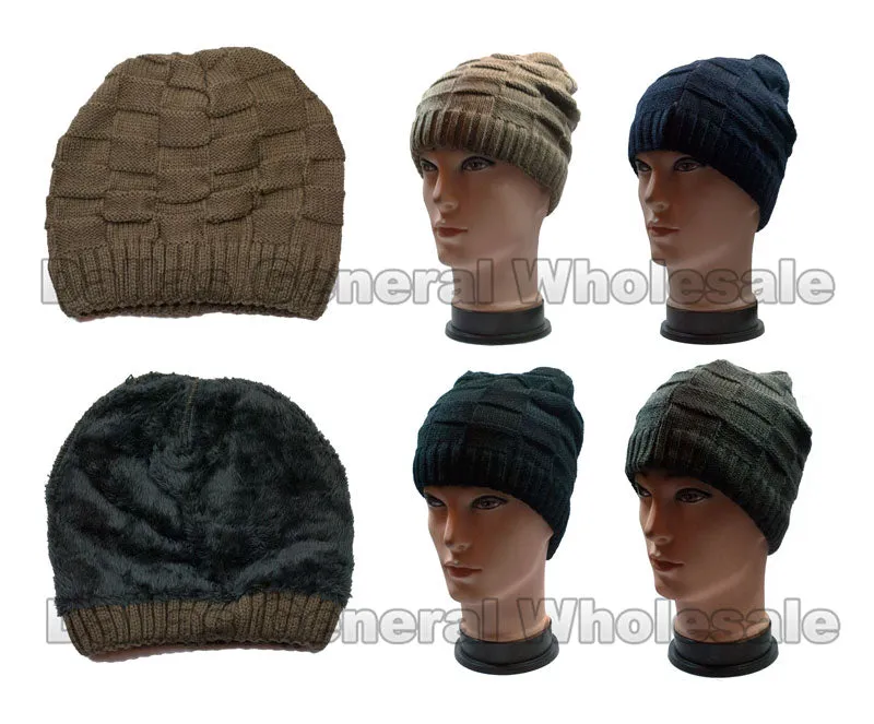 Warm Fur Lining Knit Beanies Hats Wholesale