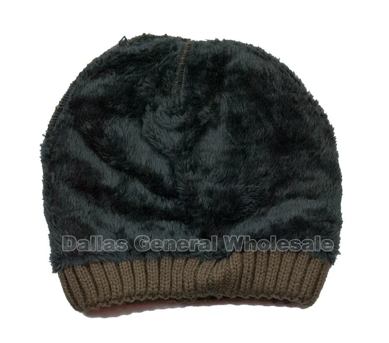 Warm Fur Lining Knit Beanies Hats Wholesale