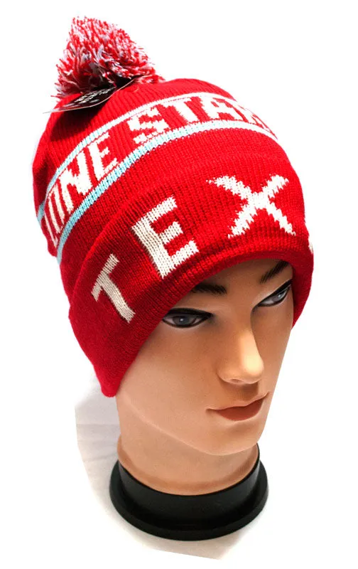 Wholesale Winter Knitted Beanie Cap with Texas Print