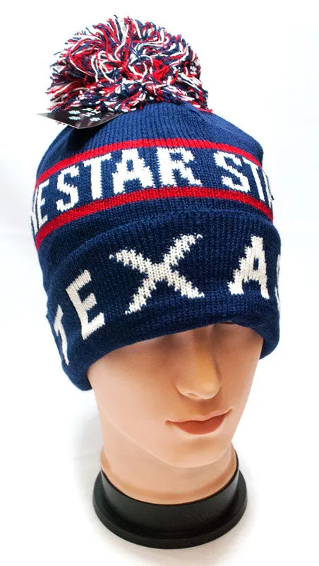 Wholesale Winter Knitted Beanie Cap with Texas Print