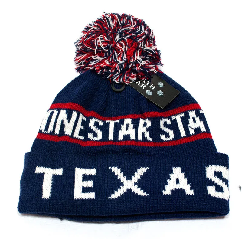 Wholesale Winter Knitted Beanie Cap with Texas Print