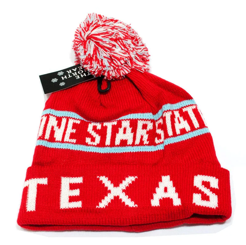 Wholesale Winter Knitted Beanie Cap with Texas Print